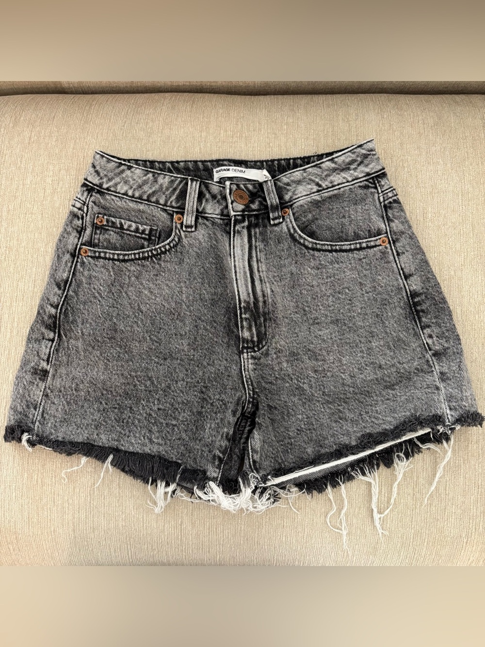 Garage Black Washed High-Rise Cutoff Jean Shorts
